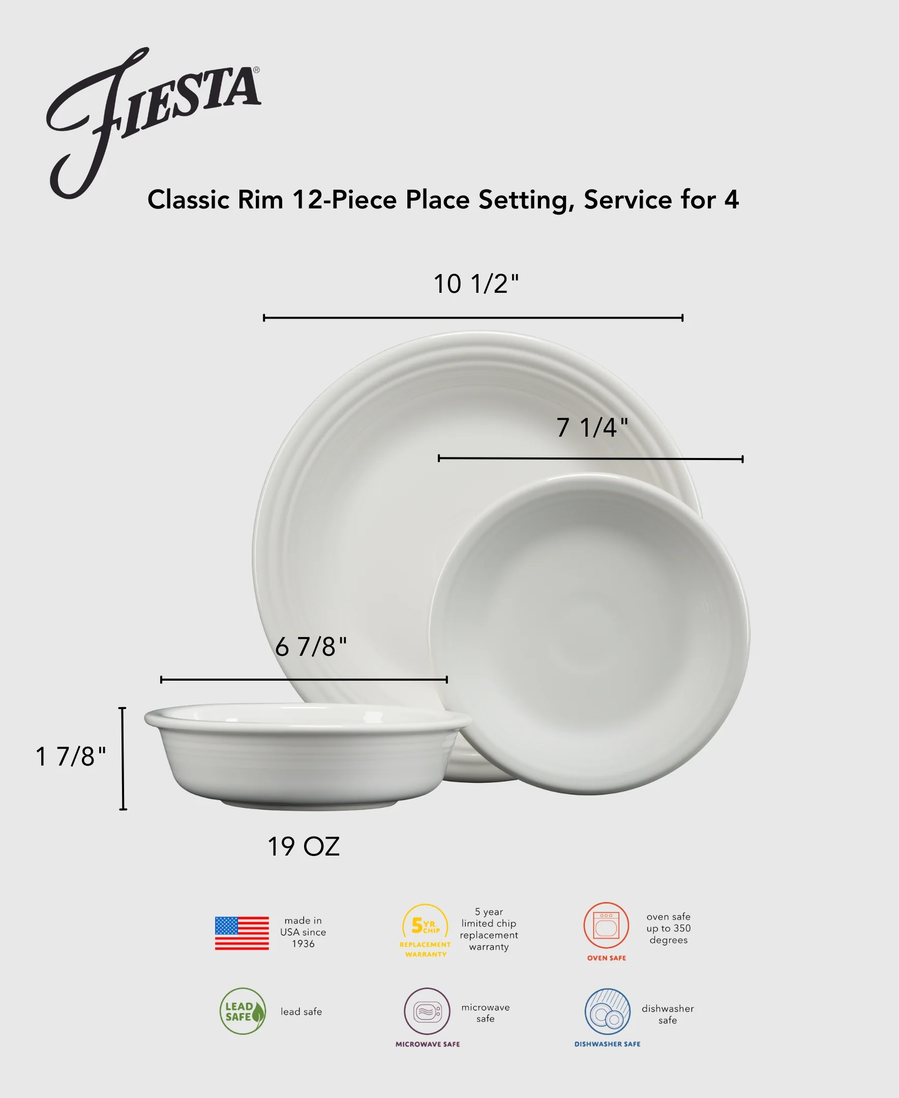 Mixed Sunset Horizon Classic Rim 12-Piece Dinnerware Set, Service for 4 - Image 3